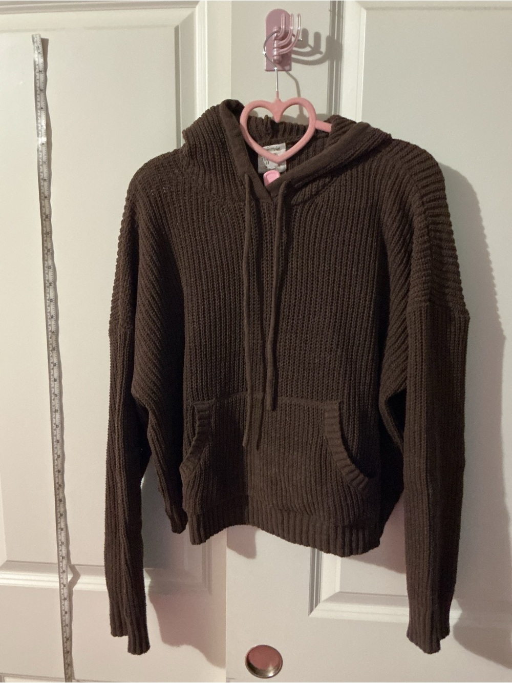 Hippie Rose Chocolate Brown Ribbed Knit Hoodie
